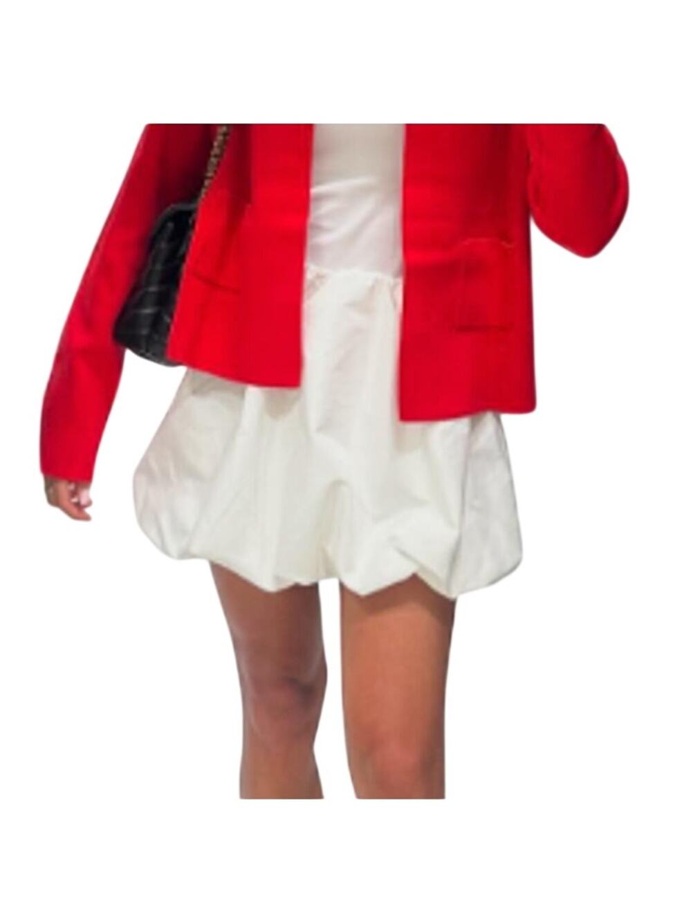 Zara Mid Rise Balloon Hem Puff Mini Skirt M NEW White Bubble Chic Urban Summer